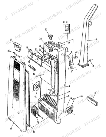 Взрыв-схема пылесоса Electrolux Z614A - Схема узла Handle